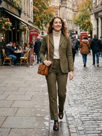 Tweed Jacket and Straight-Leg Pants