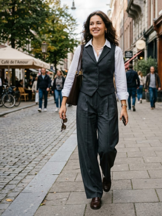 Tailored Vest and Wide-Leg Pants
