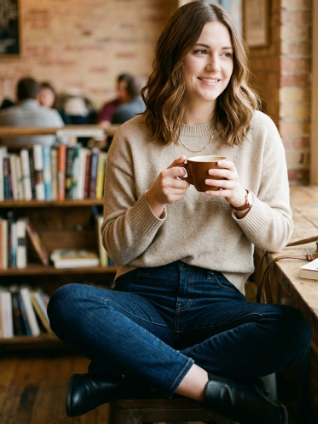 Cashmere-Style Sweater and Dark Denim