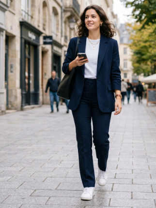 Blazer With Straight-Leg Pants