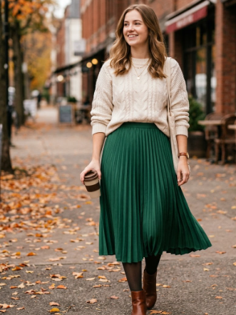 Midi Skirt With a Sweater