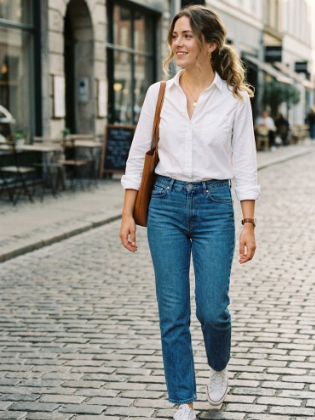 Classic Jeans and a Crisp Button-Down