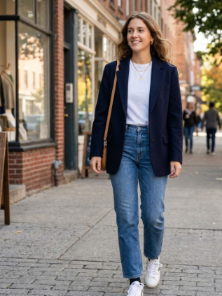 Blazer and Basic T-Shirt