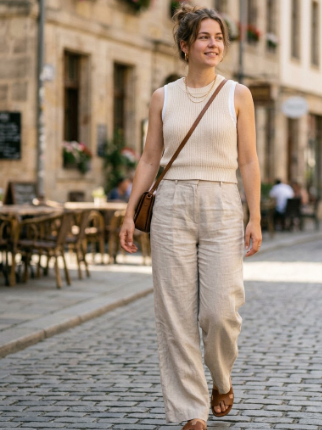 Linen Pants With a Vest Top