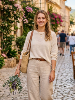 Linen Pants With a Lightweight Sweater