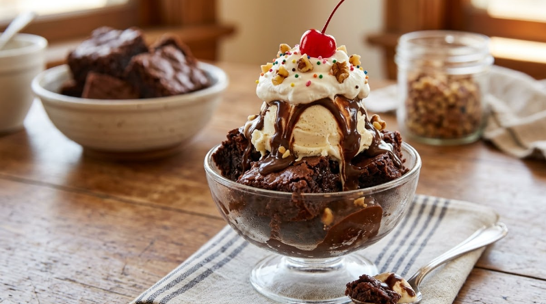 Brownie Sundae Recipe – Easy Fudgy Brownie Ice Cream Dessert