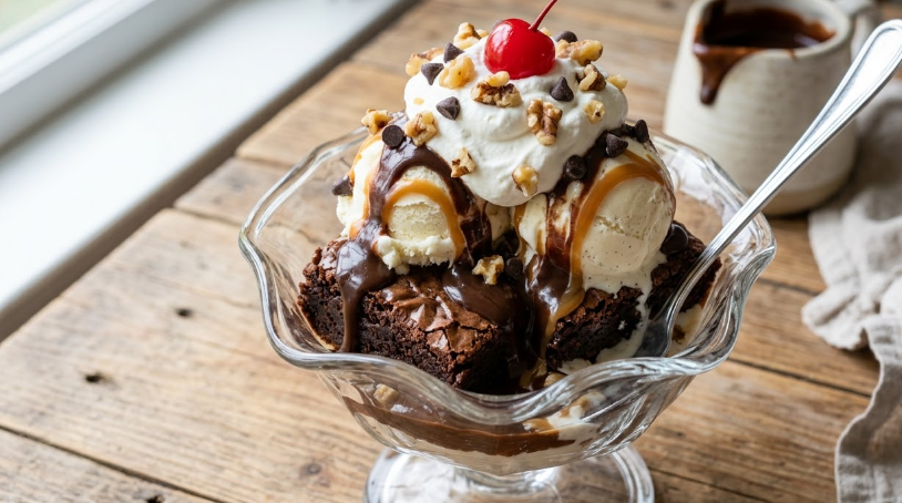 Brownie Sundae Recipe – Easy Fudgy Brownie Ice Cream Dessert