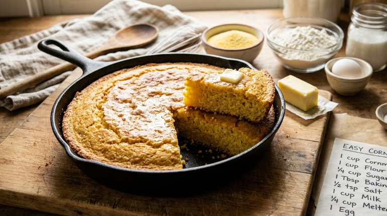 Easy Cornbread Recipe – Moist, Golden & Buttery Homemade Cornbread