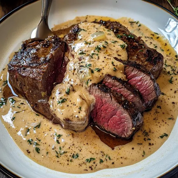 Perfect Pan-Seared Steak with Rich Bourbon Garlic Sauce