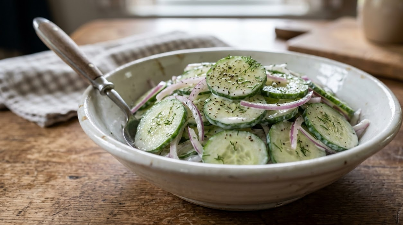 Amish Cucumber Salad Recipe – Creamy, Sweet & Tangy Old-Fashioned Salad