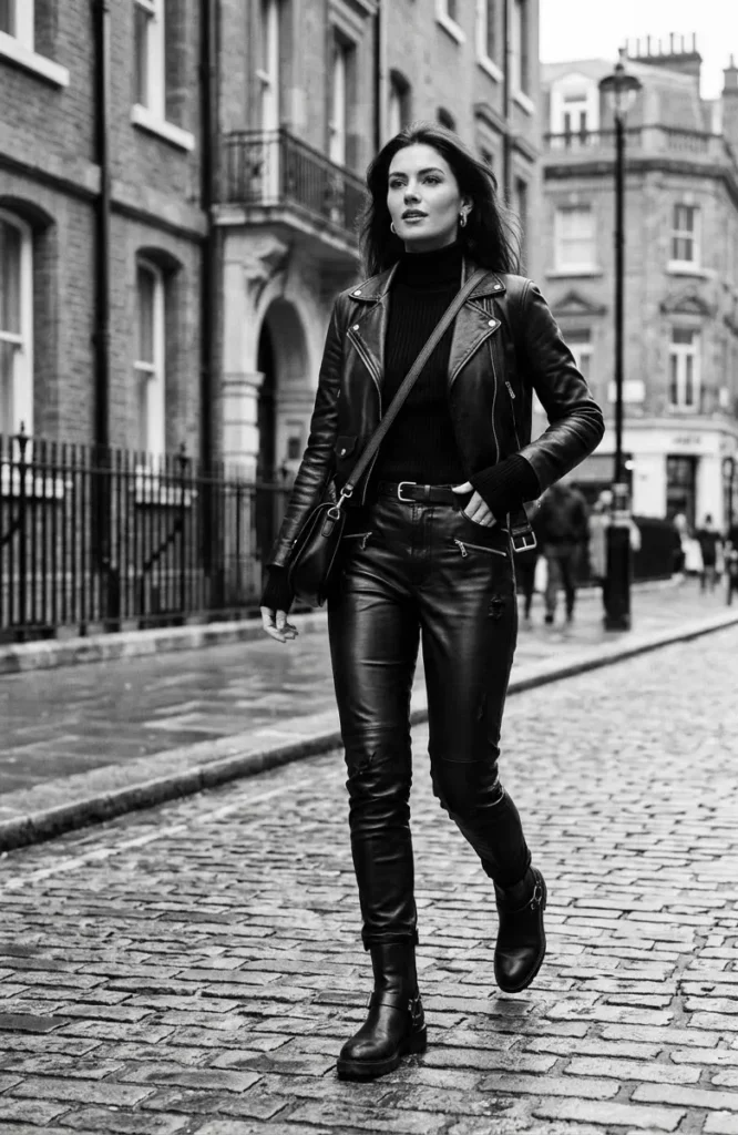 Monochrome Leather Pants Outfit