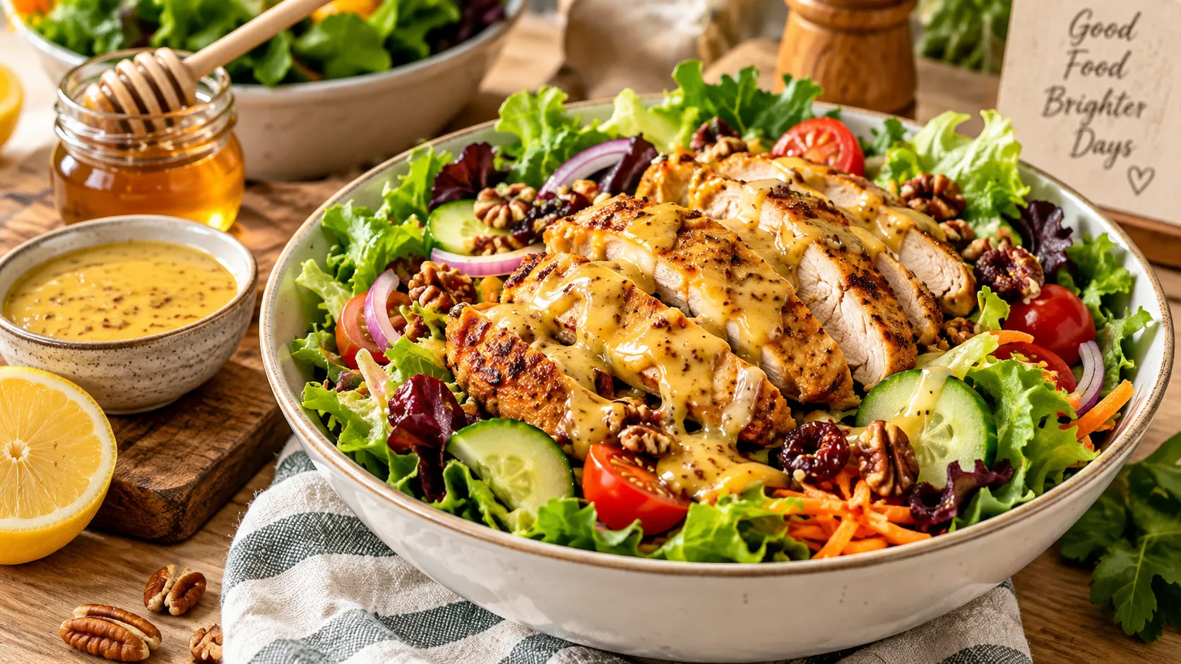 Honey Mustard Chicken Salad with Crisp Greens