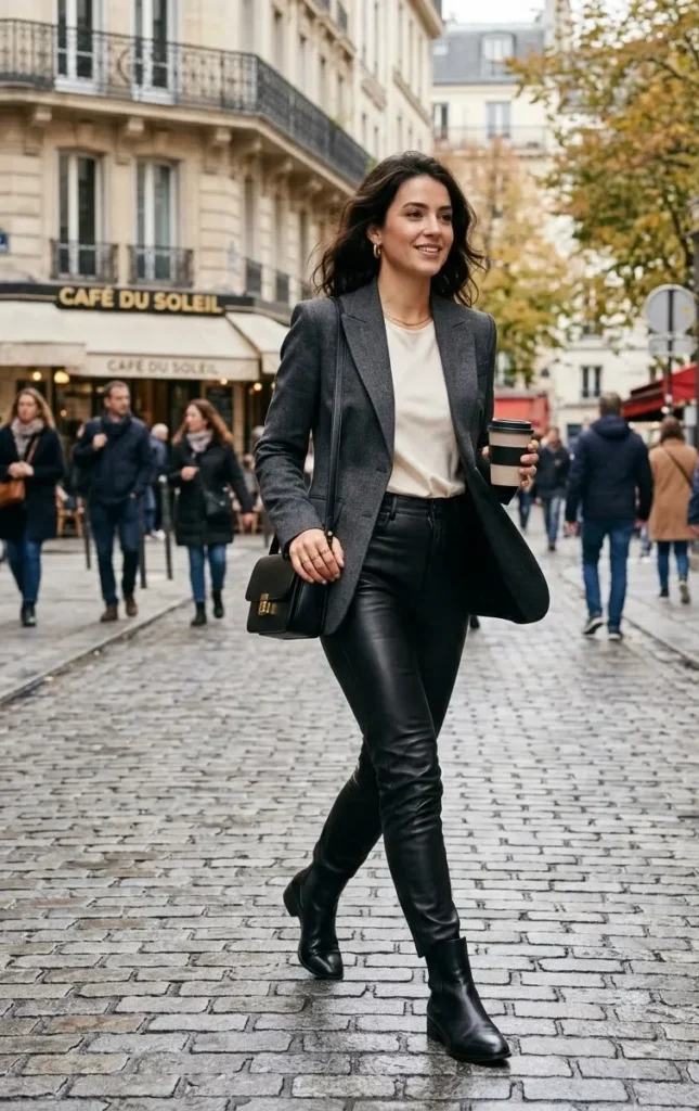 Leather Pants With a Tailored Blazer