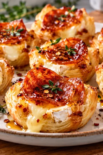 Hot Honey Pepperoni Brie Bites Recipe