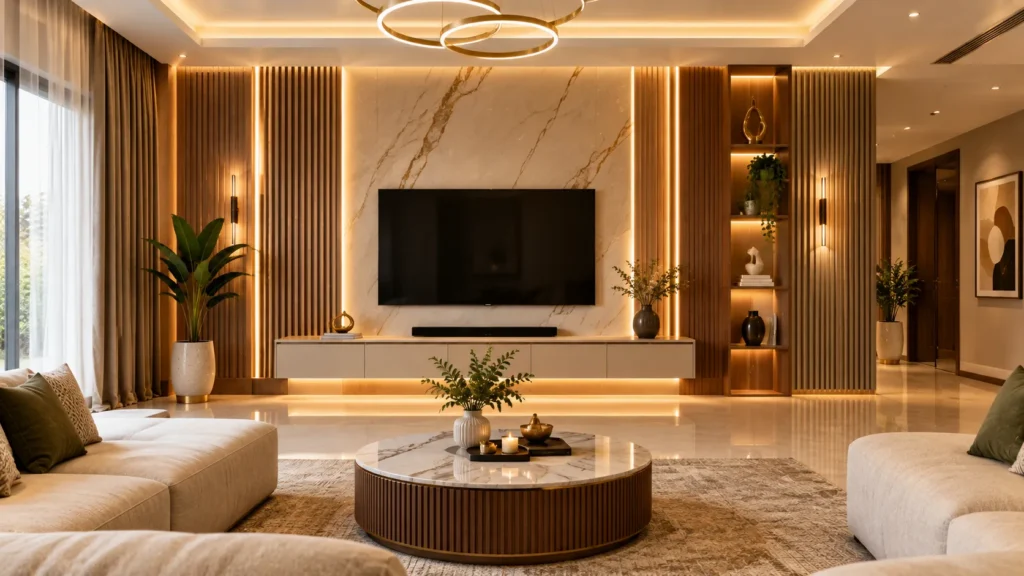 PVC Wall Panels With Warm Lighting for a Cozy Luxury Interior