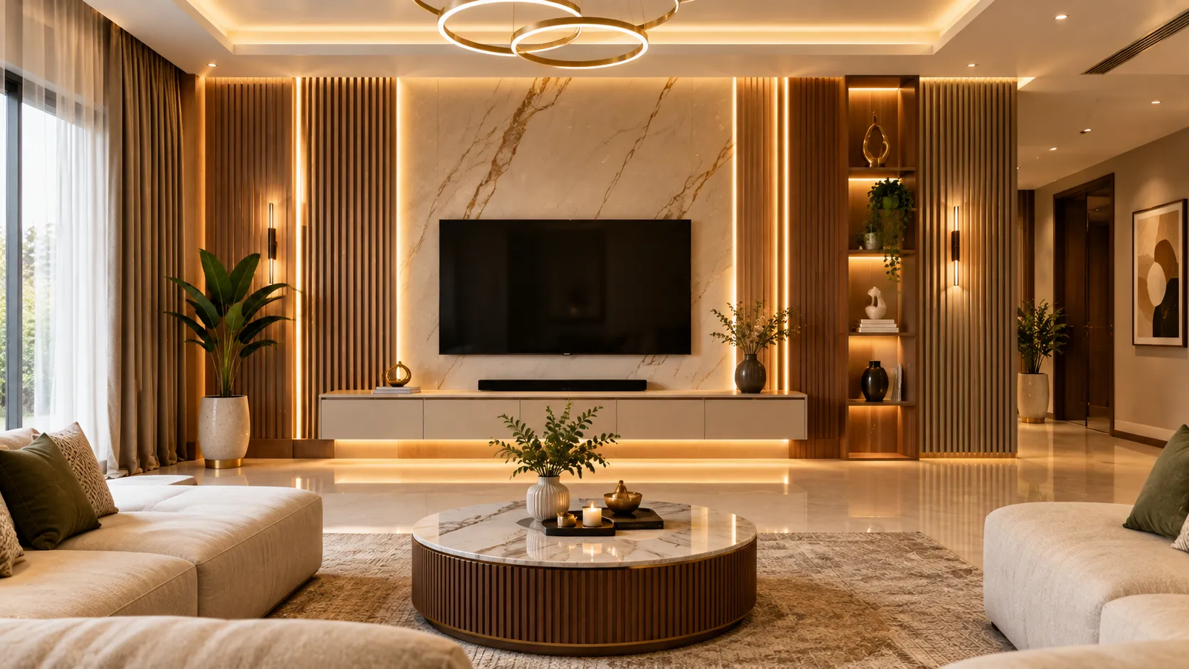 PVC Wall Panels With Warm Lighting for a Cozy Luxury Interior