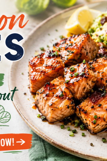 Salmon Bites with Warm Brussels Sprout Slaw