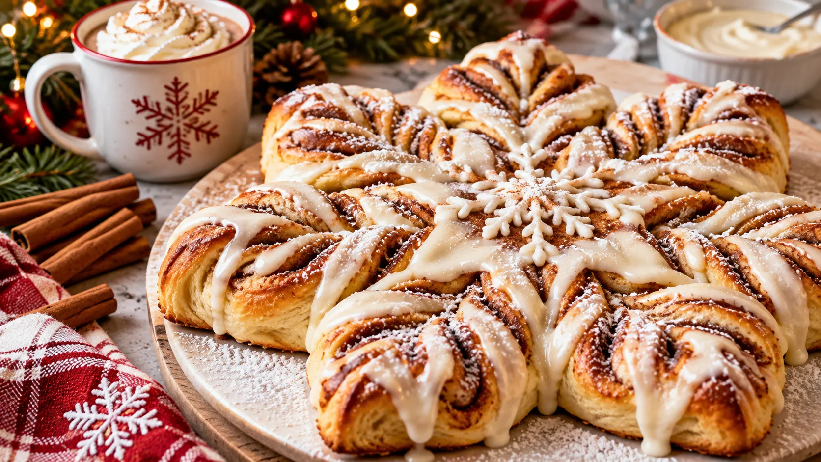 Cinnamon Roll Snowflake Recipe for Holiday Baking