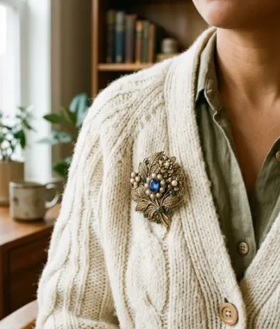 Brooch on a Cardigan