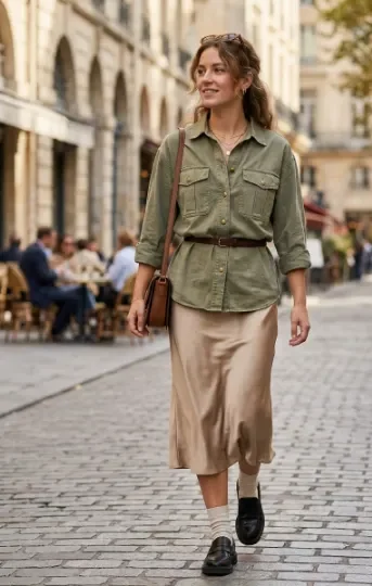  Utility Shirt With a Slip Skirt