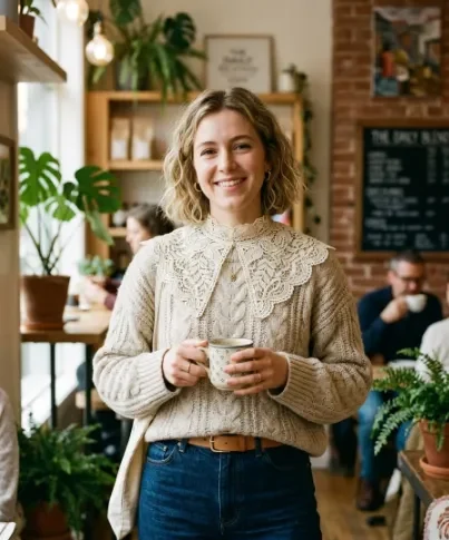 Lace Collar With a Modern Sweater