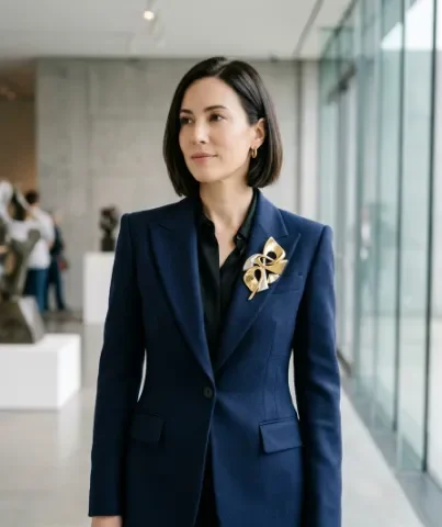 Sculptural Brooch With Modern Tailoring