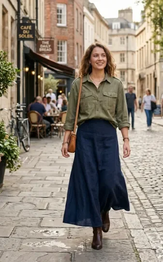 Utility Shirt With a Maxi Skirt