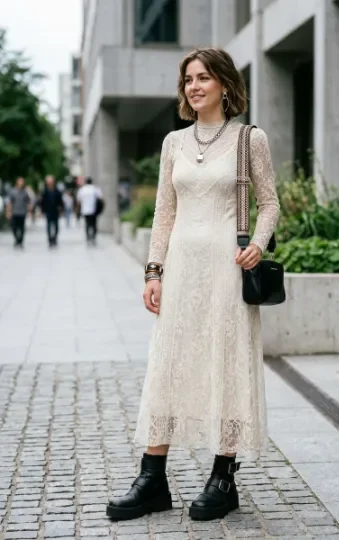 Vintage Lace Dress With Contemporary Accessories