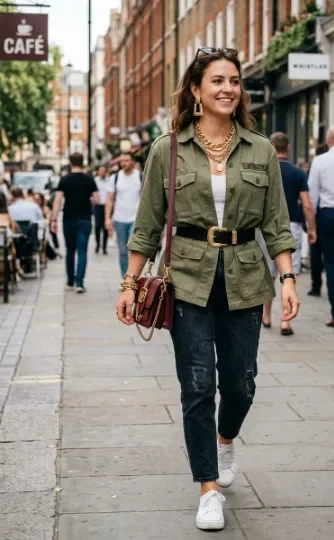 Utility Shirt With Statement Accessories
