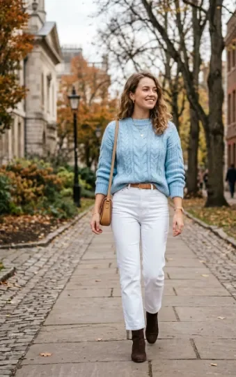  Icy Blue Sweater With White Jeans