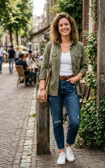Utility Shirt Over a Basic Tank Top