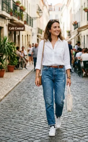 Cool Blue Jeans With a White Shirt