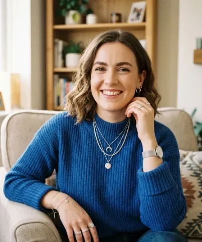 Blue Sweater With Silver Accessories