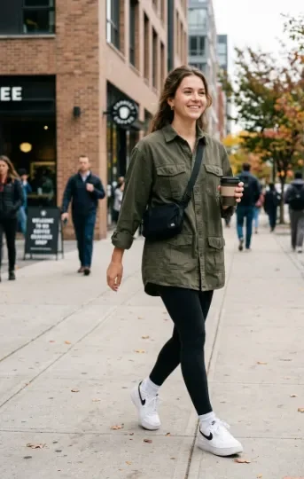 Oversized Utility Shirt With Leggings