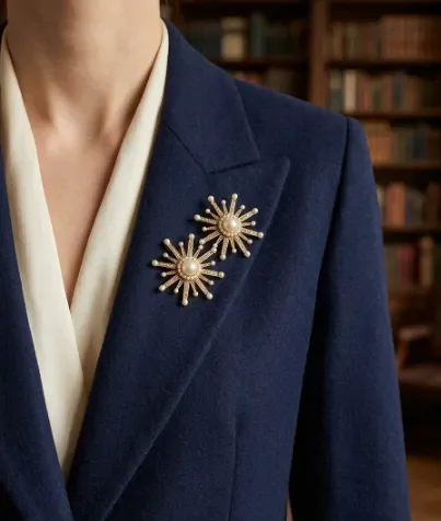 Double-Brooch Blazer Styling