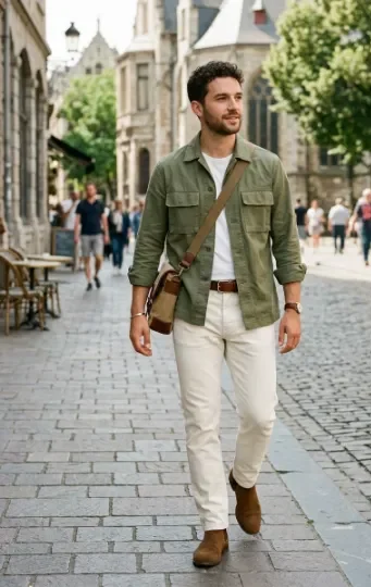 Utility Shirt With White Jeans