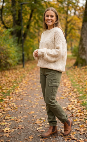 Cargo Pants and Knit Sweater