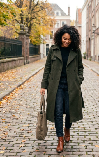 Long Coat and Ankle Boots