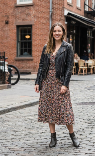  Midi Dress With a Leather Jacket