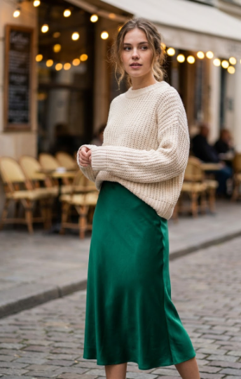 Sweater With a Satin Skirt