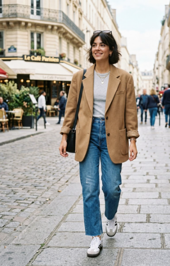 Oversized Blazer + Straight-Leg Jeans