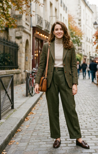 Tweed Blazer + Pleated Trousers