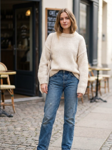 Oversized Sweater and Straight-Leg Jeans
