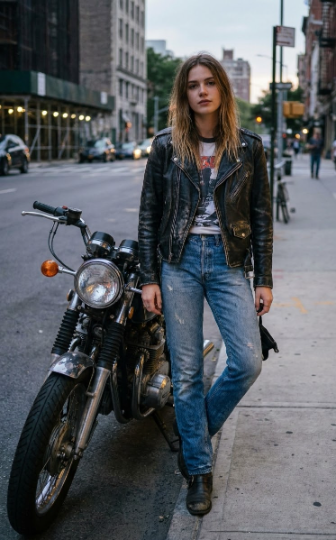  Leather Jacket and Blue Jeans