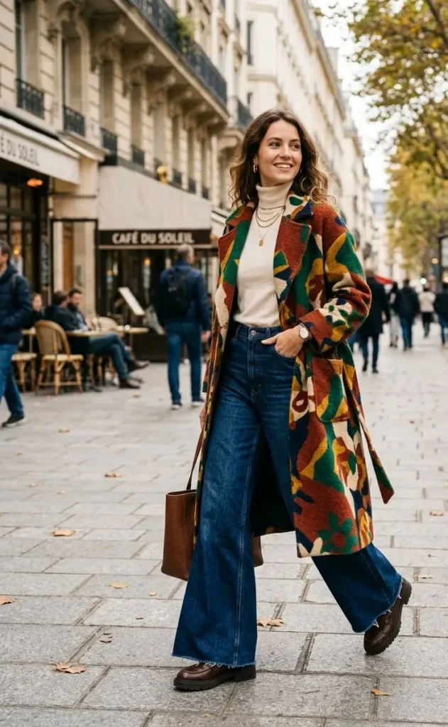 Wide-Leg Jeans With a Statement Coat