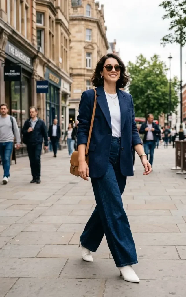 Wide-Leg Jeans With a Blazer
