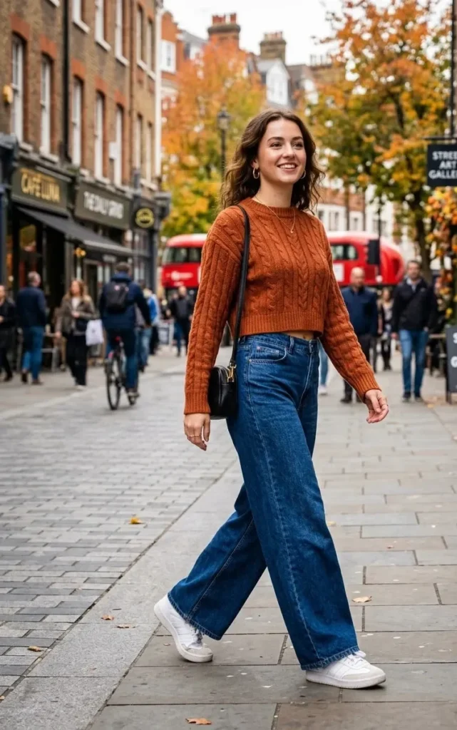 Wide-Leg Jeans With a Cropped Sweater